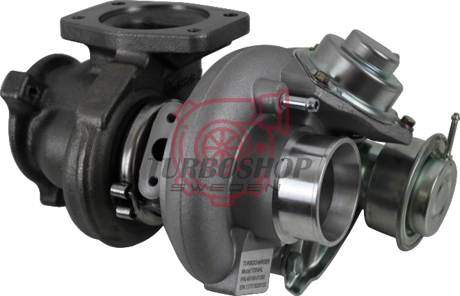 Turboshop Solutions unika TD04HL-16T TD04 16T Billet med #7  raka avgashus  ( 280-330 hk ) ( Volvo )