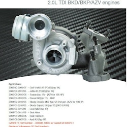 Garrett "bolt on" uppgradering till : 2.0 TDI BKD/BKP/AZV 03G253010J 150-190 hk. ( Volkswagen,Audi,Seat )