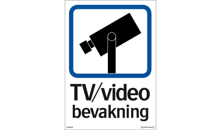 Dekal TV / Video bevakning - A5 dekal Enkelsidig