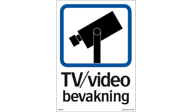 Skylt TV / Video bevakning - A5 skylt Enkelsidig