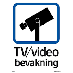 Dekal TV / Video bevakning - A5 dekal Dubbelsidig
