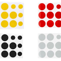12 st klistermärken reflex cirklar, finns i flera färger, Bookman