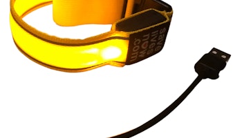 Blinkande LED band gul uppladdningsbar, flash LED light band, reflex band för arm eller ben