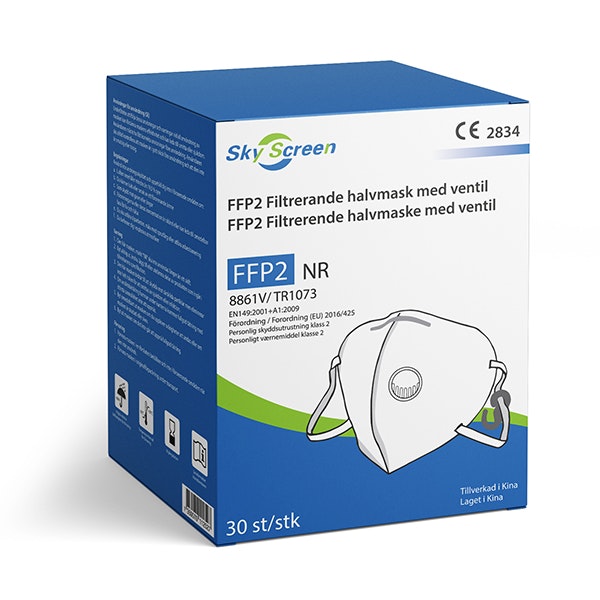 FFP2 Filtrerande halvmask med ventil - 30-pack