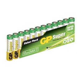 GP Super Alkaline AAA 24A/LR03 Batterier 12-pack