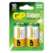 GP Super Alkaline D-batteri 13A/LR20 2-pack
