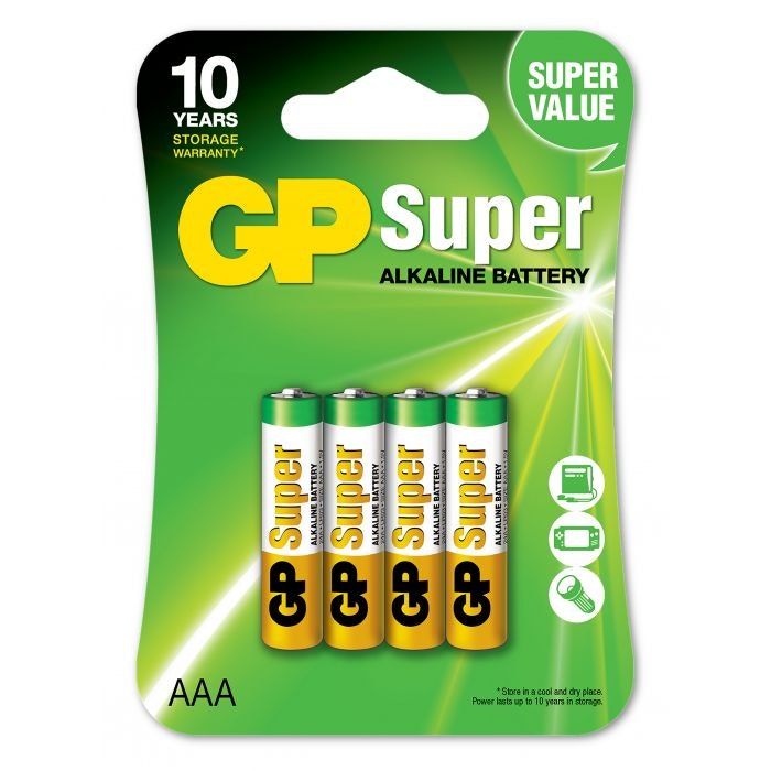 GP Super Alkaline AAA 24A/LR03 Batterier 4-pack