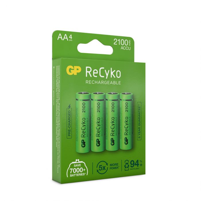 GP Batteries ReCyko AA-batteri 2100mAh 4 st