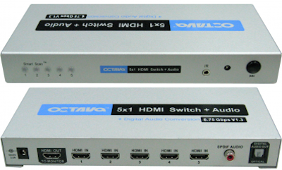 Octava HDDA51 HDMI Switch / växel 5:1 v1.3 ljud ut