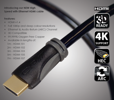 HDMI KABEL v 1.4 med Ethernet 5m