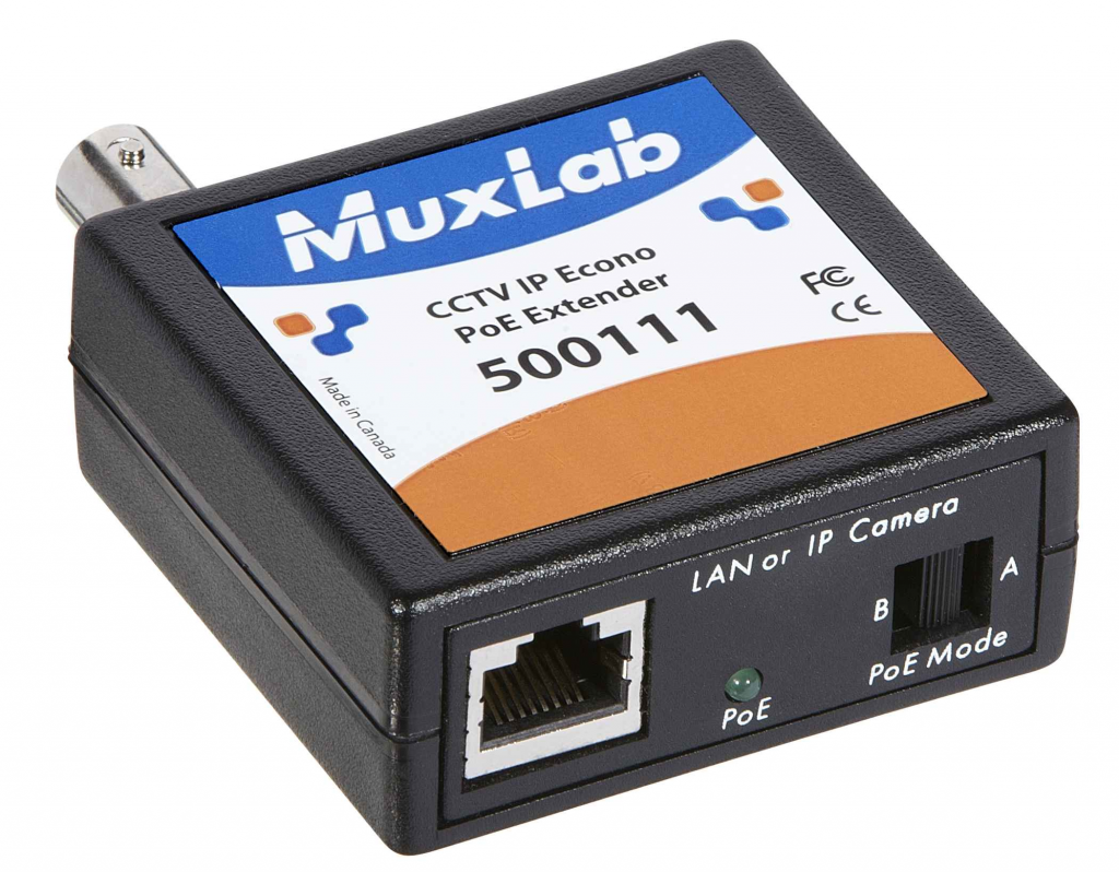 Muxlab CCTV IP PoE förstärkare över Coax nät