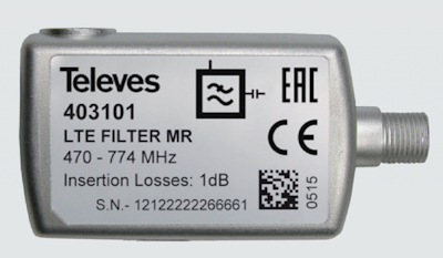 Televés LTE-57 LTE/4G filter för inomhusbruk