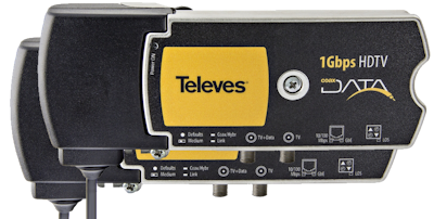 Televés 1 Gbps Nätverk över koax eller el-uttag, opto x2