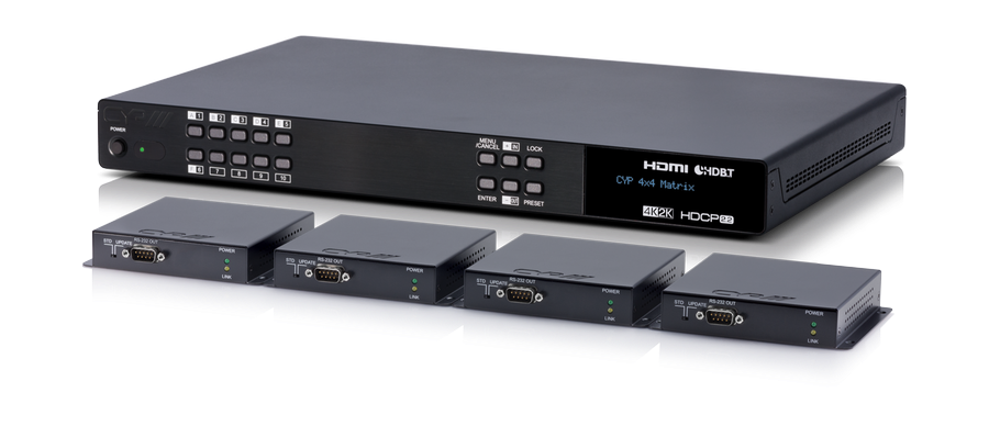 HDMI till HDBaseT Matris med 4 mott, HDCP 2.2, 4K