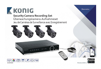König Övervakningspaket med 4 kameror och inspelare 500GB