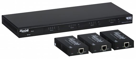 HDMI 4x3+1 Matrisväxel kit, 3 HDBaseT mottagare