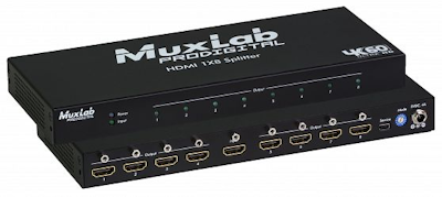 Muxlab HDMI splitter 1:8 med 4K UHD, 60 Hz