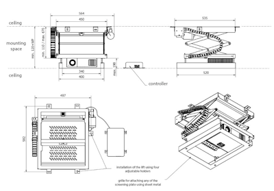 Sabaj Projektorhiss 56cm nedsänkning