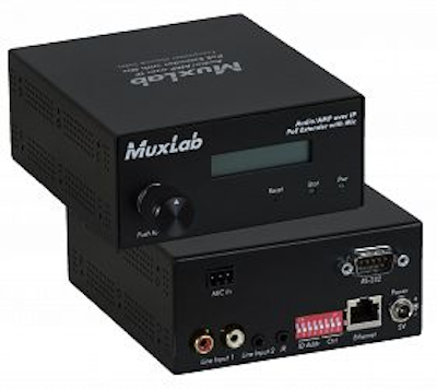 Muxlab Audio / AMP över IP, mic in & 50W/kanal, Sändare