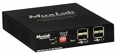 Muxlab KVM DVI-D över IP, PoE, 4xUSB, 1080p60, Mott.
