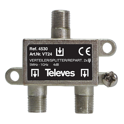 Televés 4530 2-vägs splitter för marknät och kabeltv