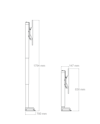 Flatlift Tv - Lyft / Hiss 95cm med 360º manuell vrid