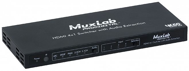 HDMI Switch med Audio De-Embedding, 4K@60hz, 4:4:4, 12-bit color, ARC