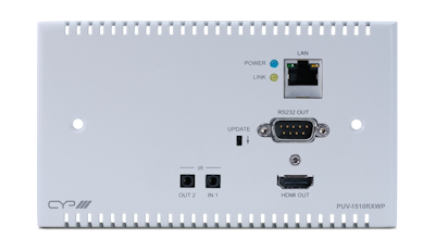 CYP/// Full HDBaseT mottagare för väggmontage, 4K, HDCP2.2, PoH, IR, LAN