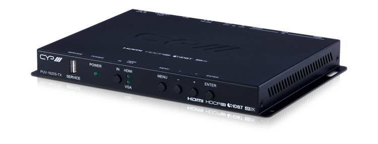 HDMI/VGA sändare med scaler, 4K, LAN, PoH