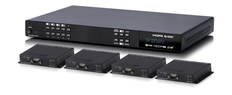 4x4 HDMI till HDBaseT Matris, HDCP 2.2, 4K, PoH, Audio De-embed, 60m