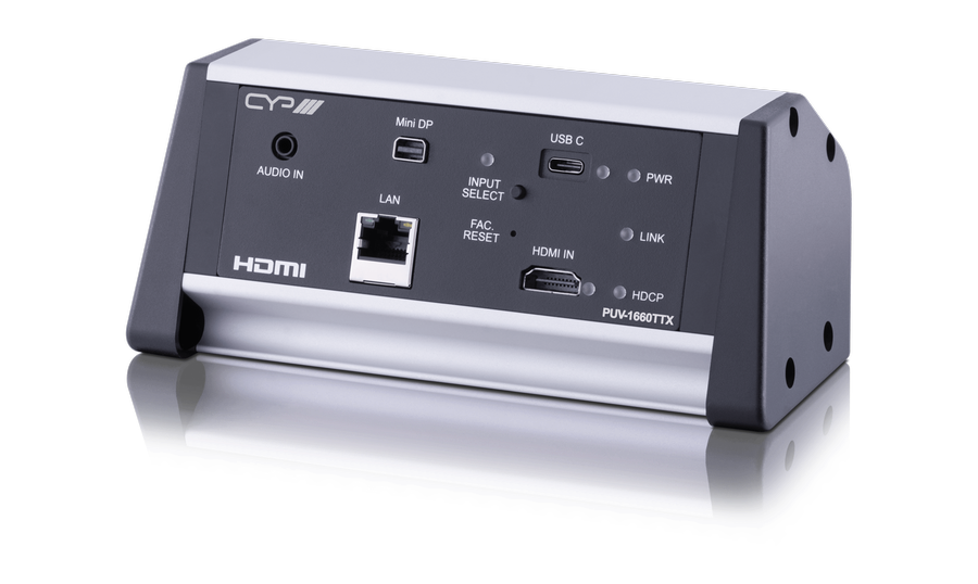 Bordssändare, HDMI, USB-C, Mini DP, LAN, PoH, 4K UHD, 100m