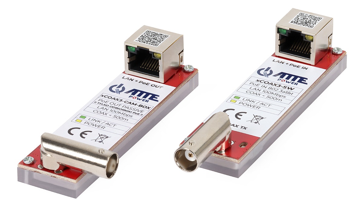 LAN 100Mbps + PoE i koaxialkabel komplett KIT