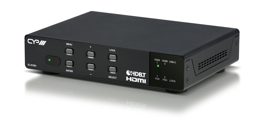 EL-8100V Advanced 4K Multi-Format to HDMI/HDBaseT Presentation Switch (with HDMI, USB-C and VGA inputs)