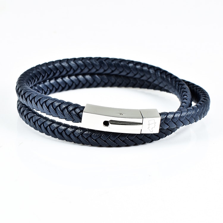 Läderarmband Dubbel Navy