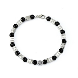 Gemstone bracelet 6mm Black Mamba Steel