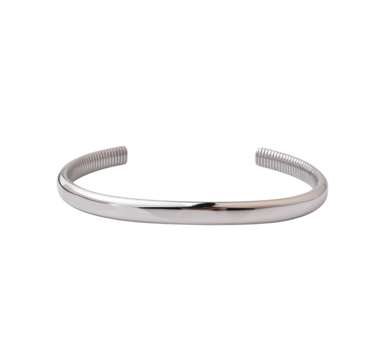 Steel Silver Ribbed Cuff 6,5mm