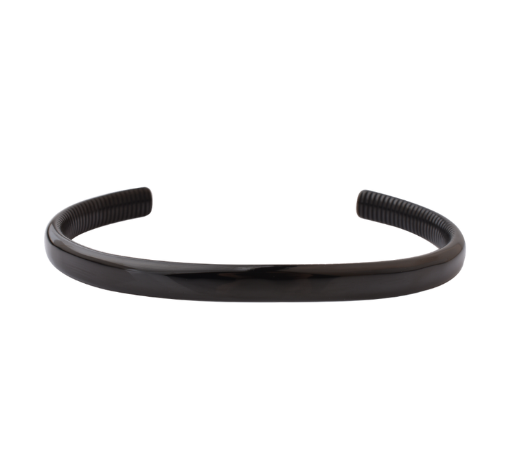 Steel bracelet 6.5mm Black Ribbed
