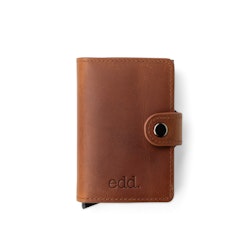 Card holder Aluminum / Leather Brown