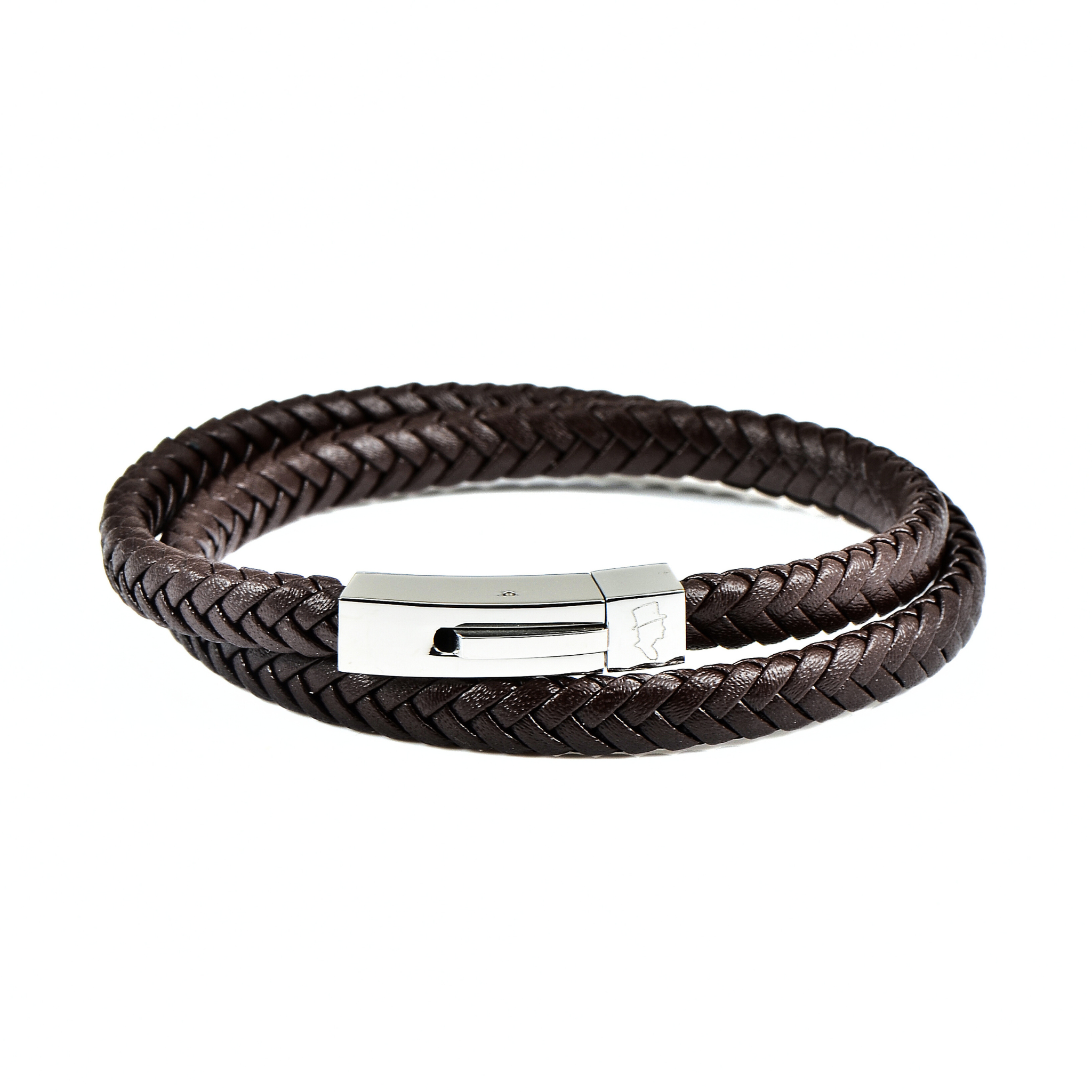 Leather bracelet Double Brown
