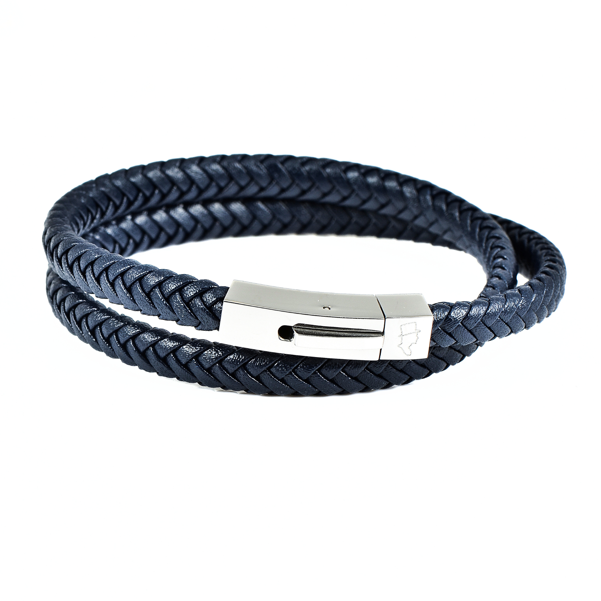 Läderarmband Dubbel Navy