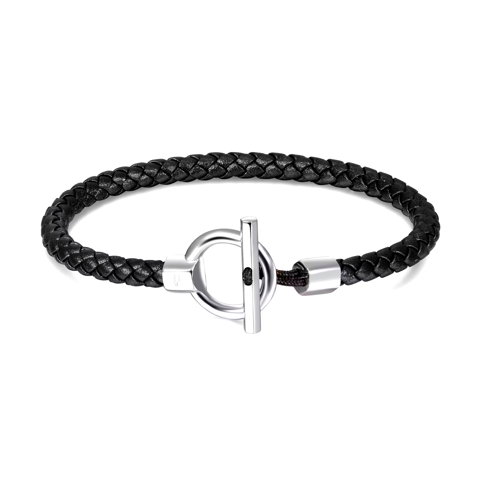 Leather bracelet TIMELESS Circle buckle Black