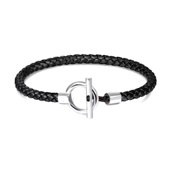 Leather bracelet TIMELESS Circle buckle Black
