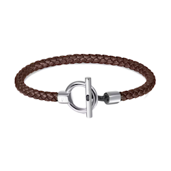 Leather bracelet TIMELESS Circle buckle Brown