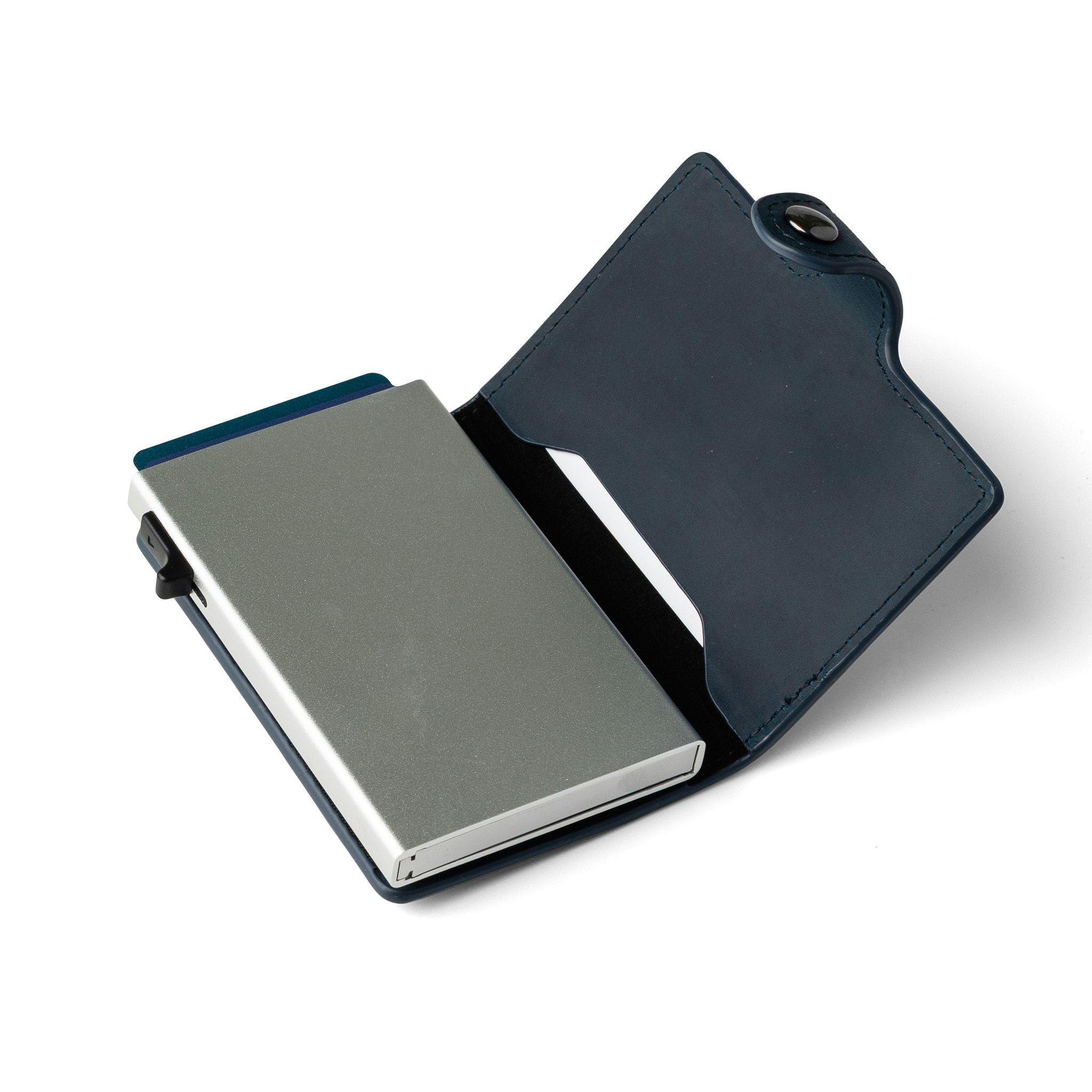 Korthållare Aluminium Silver / Läder Navy