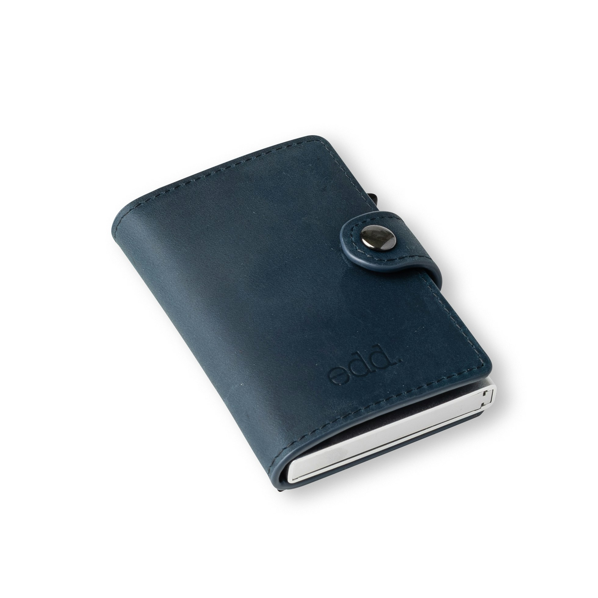 Korthållare Aluminium Silver / Läder Navy