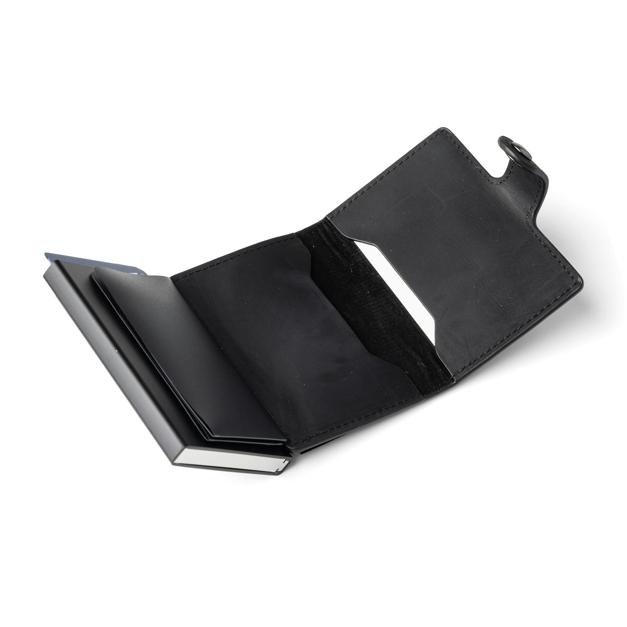 Korthållare Aluminium Grön / Läder Svart