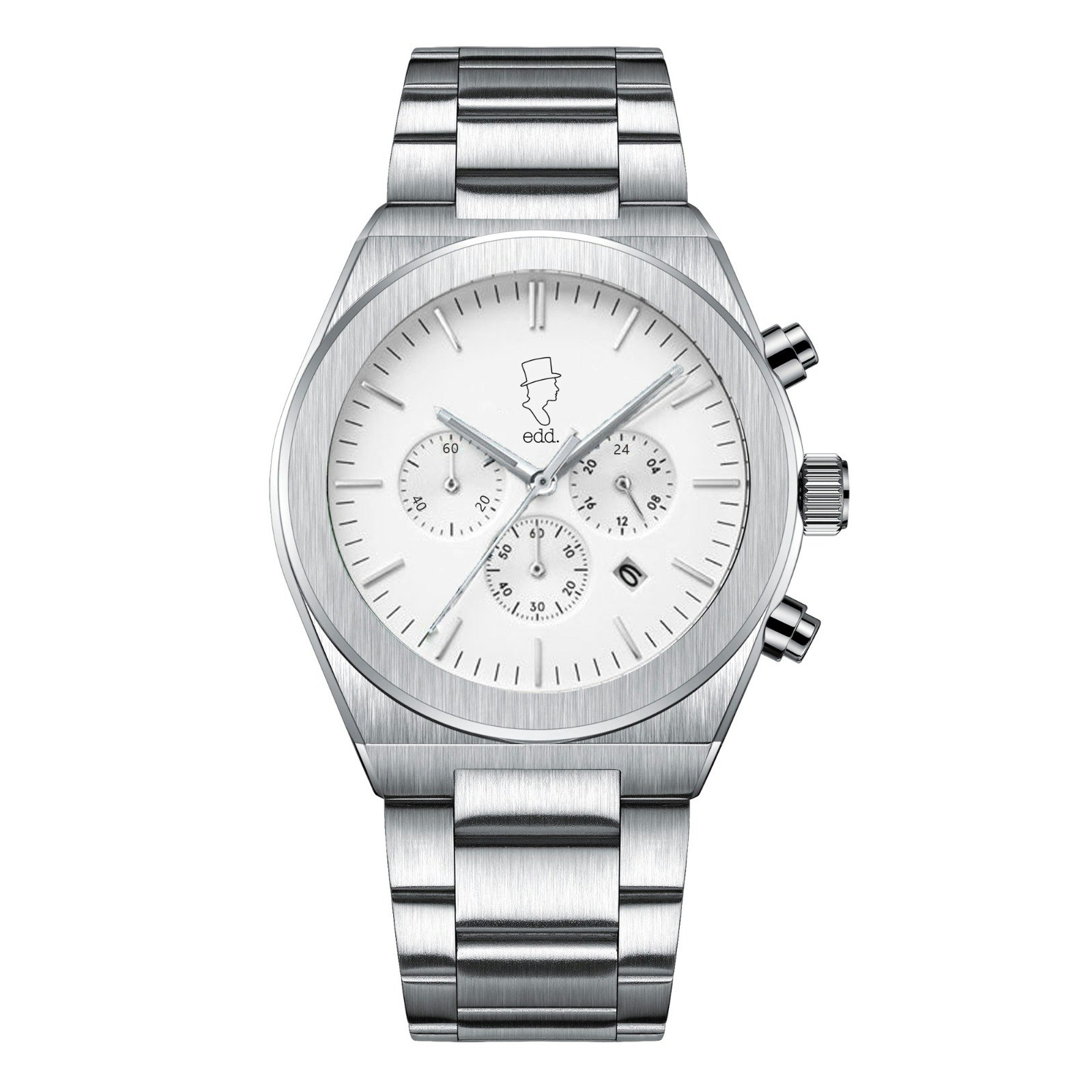 edd. Klocka Silver Vit