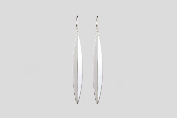 Eucalyptus leaf earrings silver