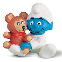 Smurfbaby med teddybjörn