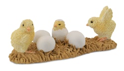 Kycklingar med ägg 5 cm (Collecta)